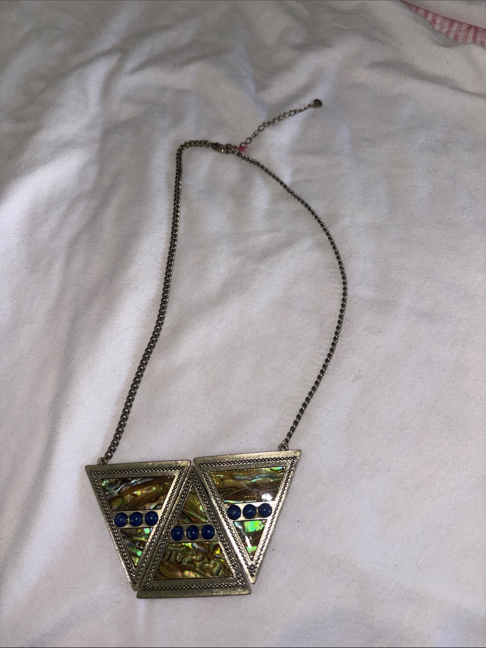 RACHEL Rachel Roy Iridescent Abalone Triangle Necklace with Blue Accents
